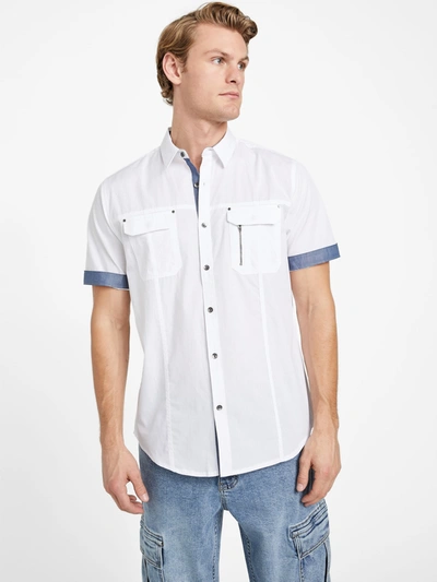 Shop Guess Factory Artie Textured Shirt In White