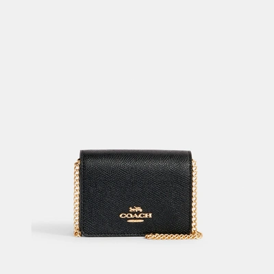 Shop Coach Outlet Mini Wallet On A Chain In Black