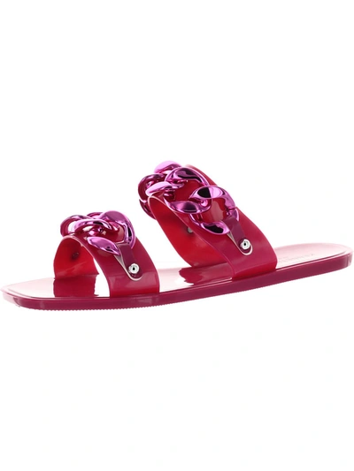Shop Kenneth Cole New York Naveen Chain Jelly Womens Flat Slip On Jelly Sandals In Red