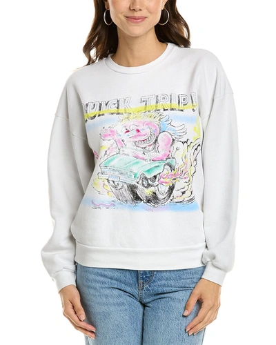Mother The Drop Square Stargazer Cotton Graphic Sweatshirt In White
