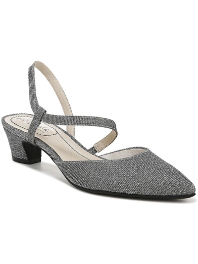 Shop Lifestride Minimalist Womens Strappy Pointed Toe Slingback Heels In Silver