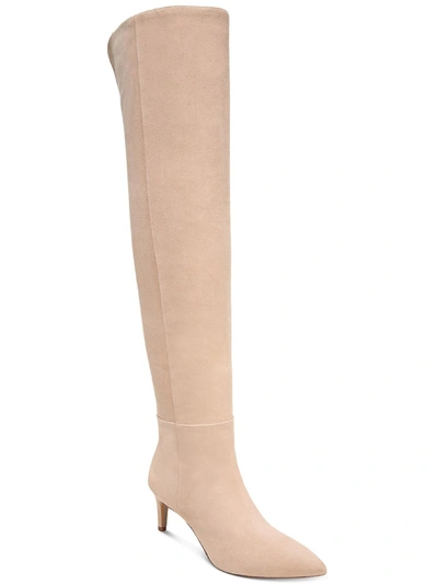 Shop Sam Edelman Ursula Womens Suede Pointed Toe Over-the-knee Boots In Beige