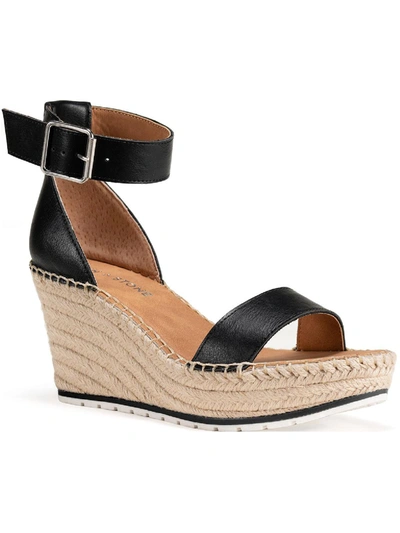 Shop Sun + Stone Sammi Womens Covered Wedge Ankle Strap Espadrilles In Black