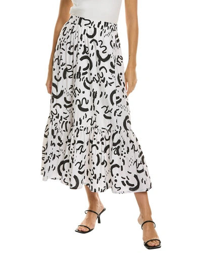 Shop T Tahari Ruffle Hem Maxi Skirt In White