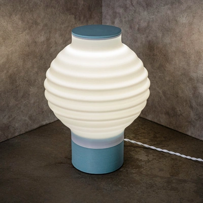 Jonathan Y Asian Lantern 15" Vintage Traditional Plant-based Pla 3d Printed Dimmable Led Table Lamp, White/blue