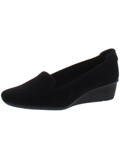Shop Anne Klein Ak Winnefred Womens Slip On Round Toe Wedge Heels In Black