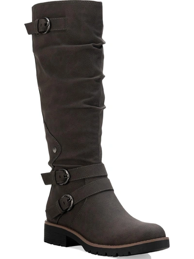 Shop Sun + Stone Brinley Womens Faux Leather Zipper Knee-high Boots In Grey