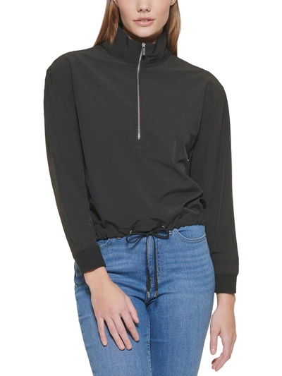 Shop Calvin Klein Womens Streth 1/2-zip Pullover Sweater In Black