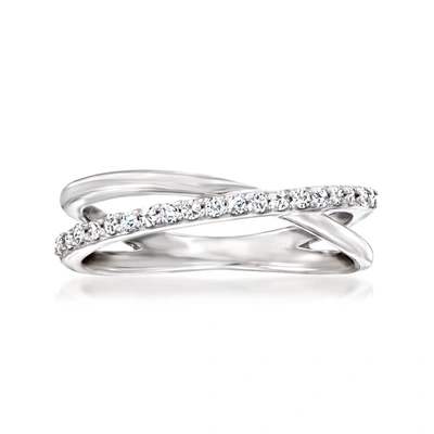 Shop Rs Pure By Ross-simons Diamond Crisscross Ring In Sterling Silver