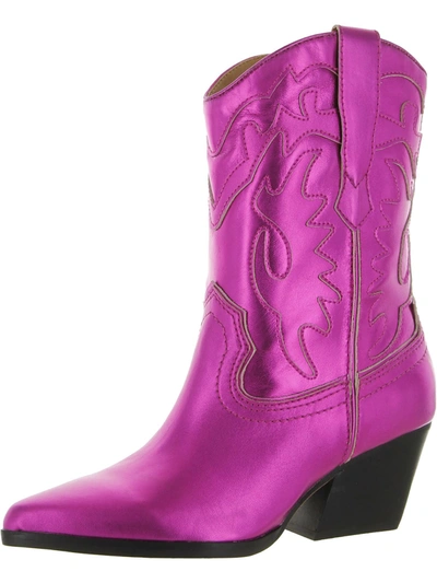Shop Dolce Vita Landen Womens Metallic Embroidered Cowboy, Western Boots In Purple