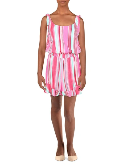 Be Bop Juniors Womens Striped Short Romper In Multi