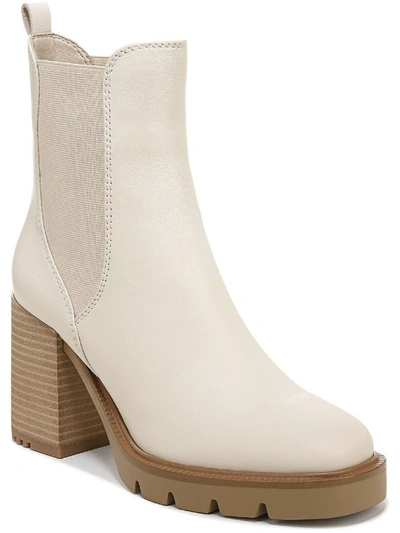 Shop Sam Edelman Rollins Womens Mixed Media Ankle Chelsea Boots In White