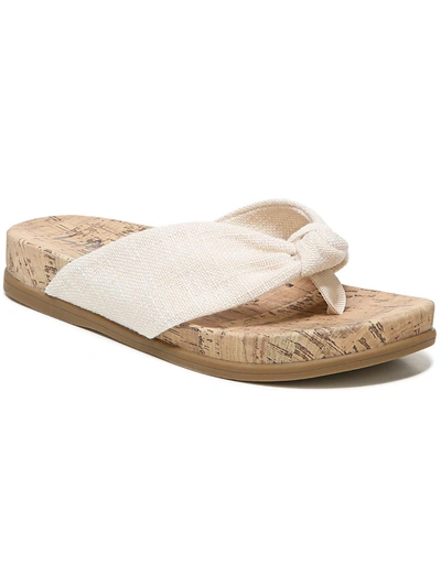LIFESTRIDE HAPPY WOMENS SLIP-ON CORK THONG SANDALS 