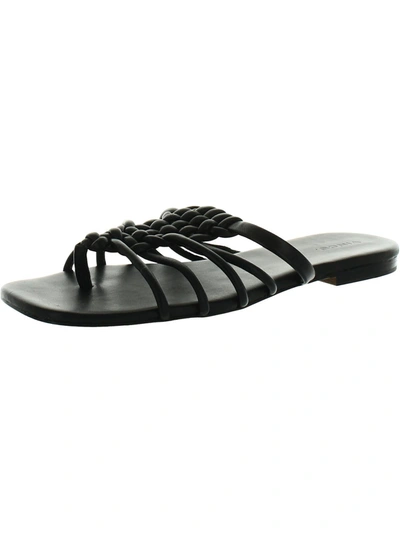 Shop Vince Dae Womens Woven Leather Slide Sandals In Black