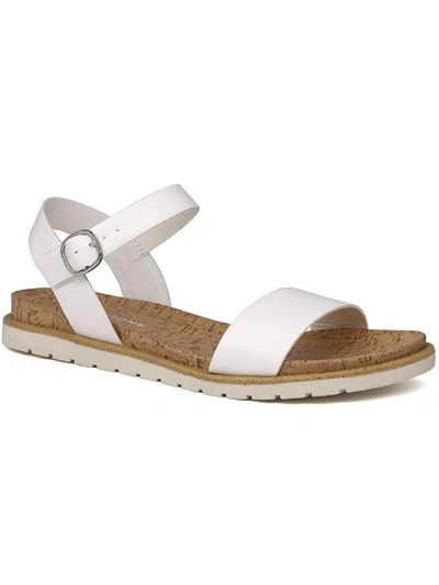 Sun + Stone Mattie Womens Faux Leather Open Toe Flats In Multi