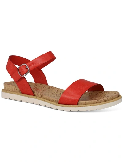 Sun + Stone Mattie Womens Faux Leather Open Toe Flats In Multi