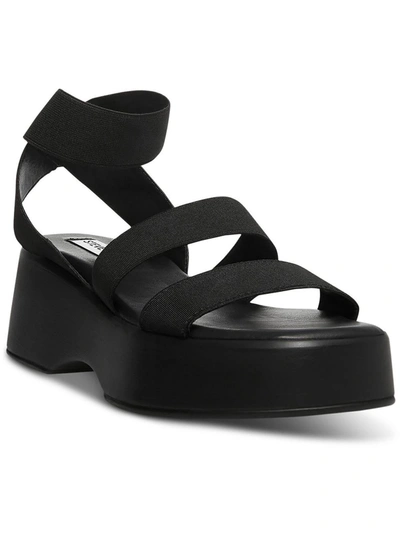 Shop Steve Madden Sashes Womens Ankle St Manmade Flatform Sandals In Black