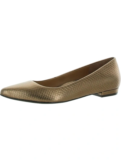 Shop Vionic Lena Womens Leather Slip On Ballet Flats In Gold