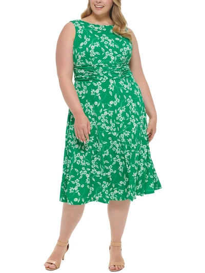 Shop Jessica Howard Plus Womens Ruched Long Maxi Dress In Green