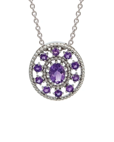 Shop Andrea Candela Cava Silver 2.14 Ct. Tw. Diamond & Amethyst Necklace In Purple