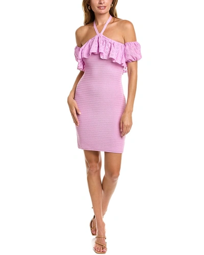 Shop Fate Knit Halter Mini Dress In Purple