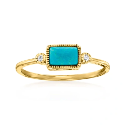 Shop Rs Pure By Ross-simons Turquoise And Diamond-accented Ring In 14kt Yellow Gold In Blue