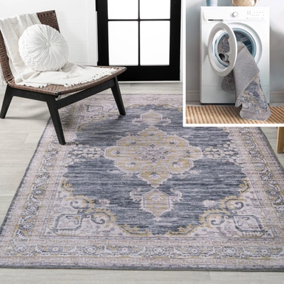 Jonathan Y Wincer Chenille Cottage Medallion Machine-washable Orange/gray Area Rug