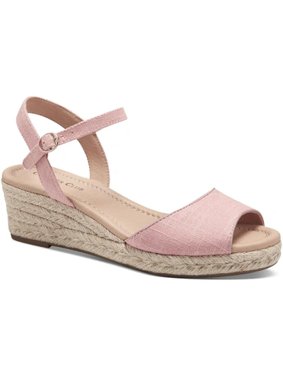 Shop Charter Club Luchia Womens Canvas Buckle Wedge Sandals In Pink