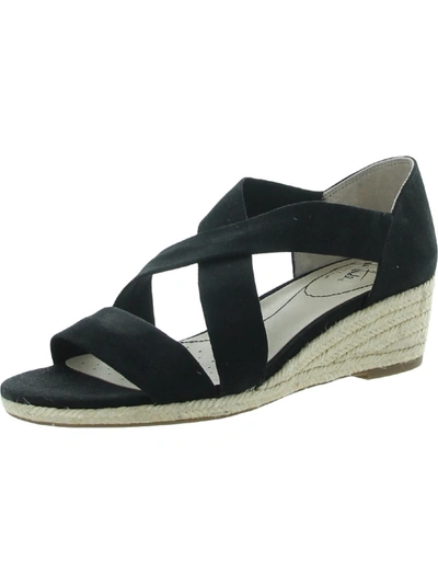 Shop Lifestride Siesta Womens Cushioned Footbed Slip On Wedge Sandals In Black