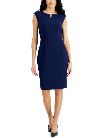 Shop Kasper Womens Sleeveless Midi Wear To Work Dress In Blue