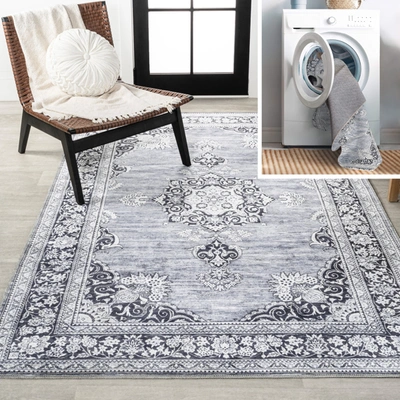 Jonathan Y Bausch Bohemian Distressed Chenille Machine-washable Gray/white Area Rug