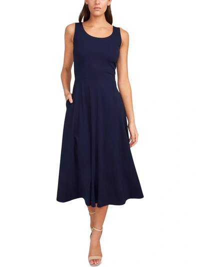 Shop Msk Petites Womens Sleeveless Midi Fit & Flare Dress In Blue