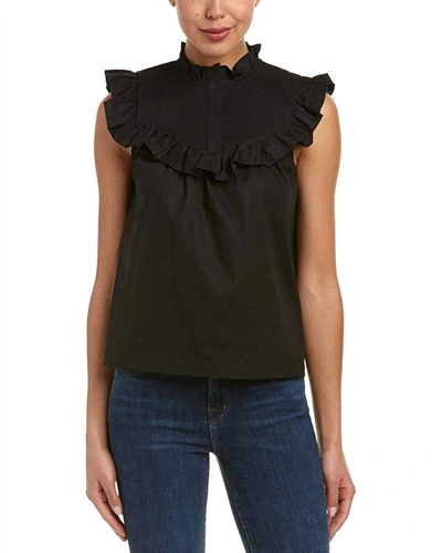 Shop Rachel Zoe Hera Ruffle Trimmed Sleeveless Cotton Voile Blouse In Black