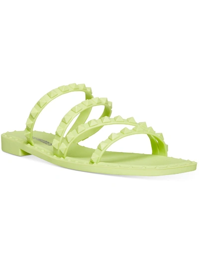 Shop Steve Madden Skyler J Womens Slip On Studded Slide Sandals In Green