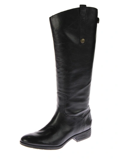 Shop Sam Edelman Penny Womens Leather Knee High Riding Boots In Black
