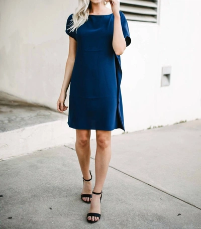 Shop Anna Cate Eva Flutter Sleeve Dress In Dark Navy In Blue