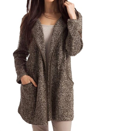 Shop French Kyss Lara Long Tweed Cardigan In Olive Multi In Brown