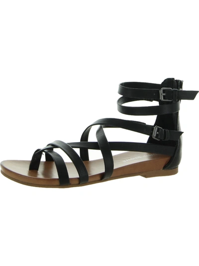 Shop Sun + Stone Kristi Womens Faux Leather Slingback Flat Sandals In Black