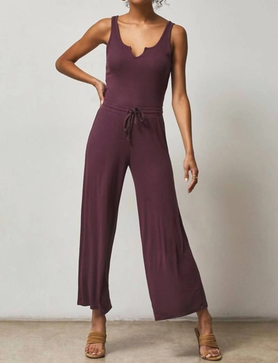 Shop Lamade Shirred Back Crop Culotte Pant In Fig In Red