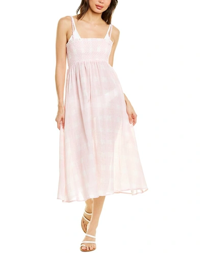 Shop Solid & Striped The Willow Linen-blend Midi Dress In Pink