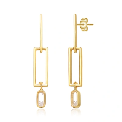 Shop Rachel Glauber 14k Gold Plated Cubic Zirconia Drop Earrings In White