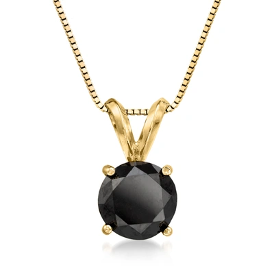 Shop Ross-simons Black Diamond Solitaire Necklace In 14kt Yellow Gold