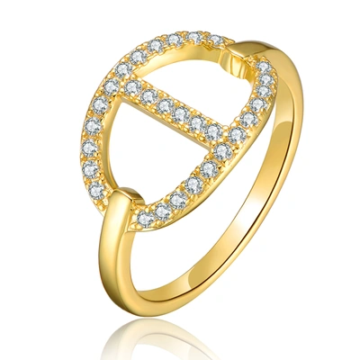 Rachel Glauber 14k Gold Plated Cubic Zirconia Modernring In Yellow