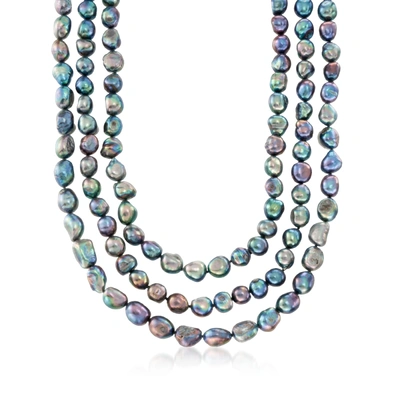 Shop Ross-simons 10-11mm Black Cultured Baroque Pearl Endless Necklace In Multi