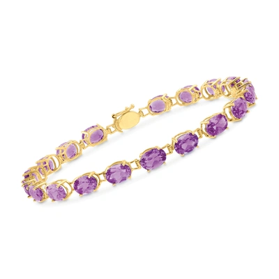 Shop Ross-simons Oval Amethyst Bracelet In 14kt Yellow Gold In Purple