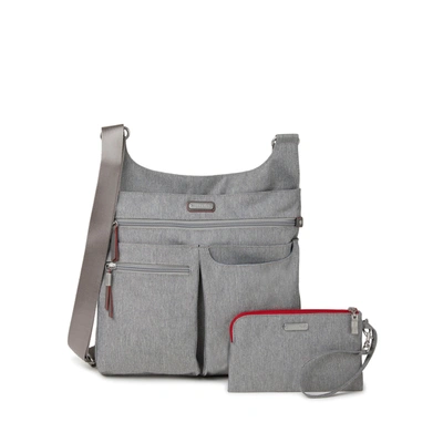 Shop Baggallini On Track Zip Crossbody With Rfid Phone Wristlet In Grey