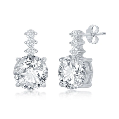 Shop Simona Sterling Silver Round Cz With Bar Stud Earrings