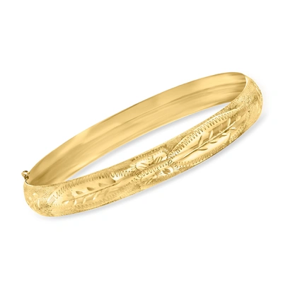Ross-simons 14kt Yellow Gold Floral Etched Bangle Bracelet In Gold