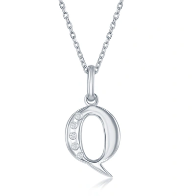 Simona Sterling Silver 0.03cttw Diamond 'h' Initial Pendant W/chain In Silver