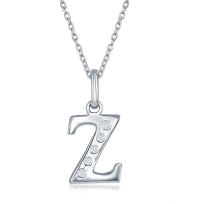 Simona Sterling Silver 0.03cttw Diamond 'h' Initial Pendant W/chain In Silver